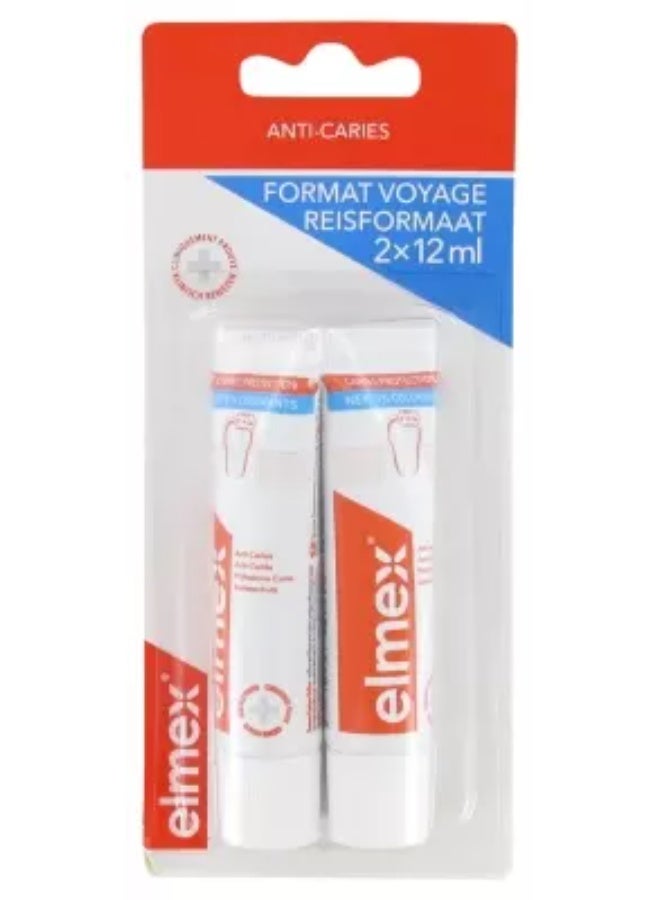 Elmex Anti-Decays Toothpaste Travel Tubes 2 x 12ml